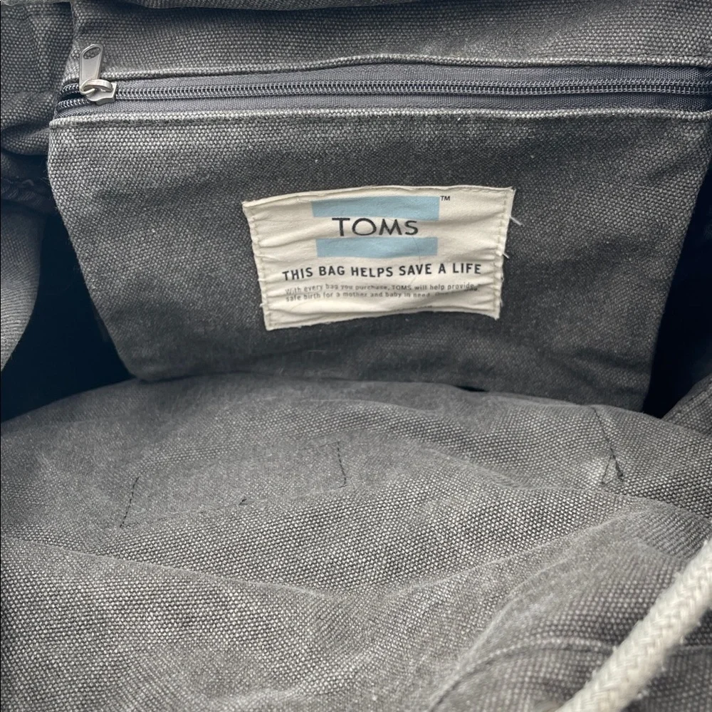 TOMS Charcoal Olive Canvas Backpack with Patterned Straps - Picture 4 of 5
